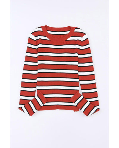 Azura Exchange Striped Ribbed Knit Slim Fit Top - M