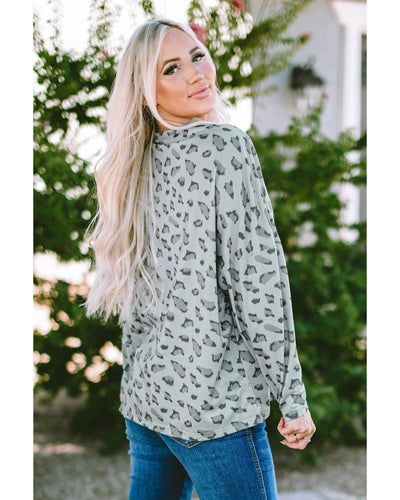 Azura Exchange Animal Print Stitching Loose Long Sleeve Top - M