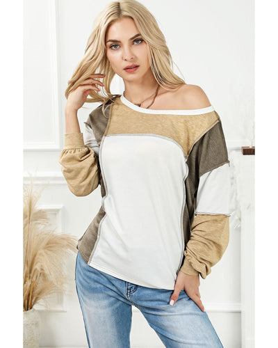 Azura Exchange Exposed Seam Color Block Patchwork Top - M