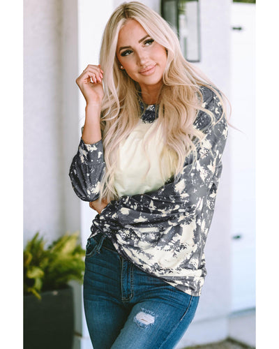 Azura Exchange Vintage Bleached Tie Dye Long Sleeve Top - XL