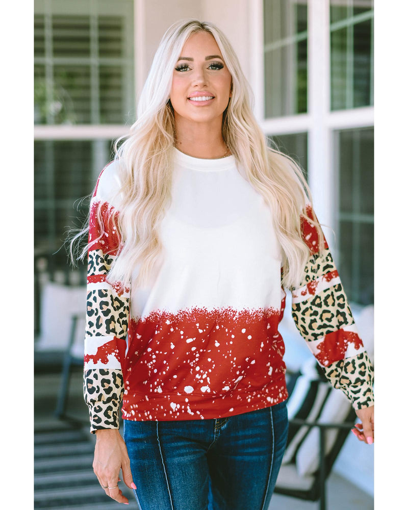 Azura Exchange Leopard Tie-Dye Long Sleeve Top - M