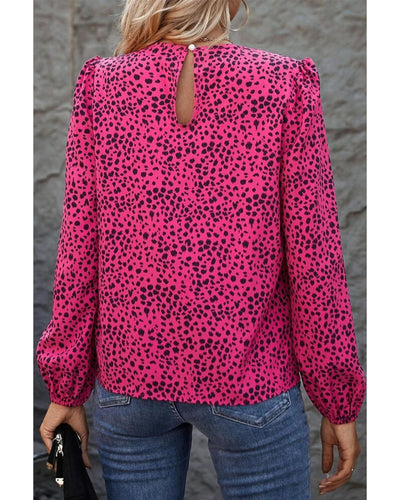 Azura Exchange Leopard Print Pleated Blouse - M