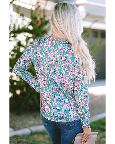 Azura Exchange Elegant Floral Print Long Sleeve Blouse - L