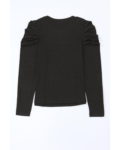 Azura Exchange Buttoned Puff Long Sleeve Sheath Top - L