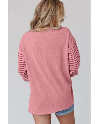 Azura Exchange Bishop Sleeve Colorblock Striped Top - S