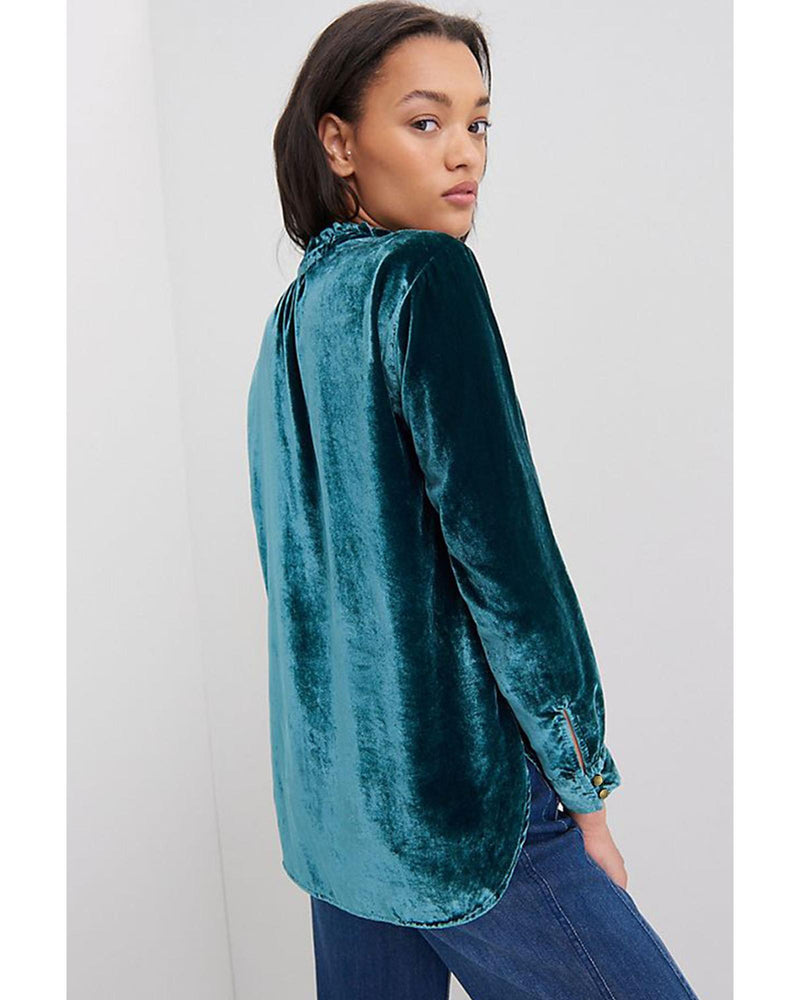 Azura Exchange Womens Green Velvet Blouse - M