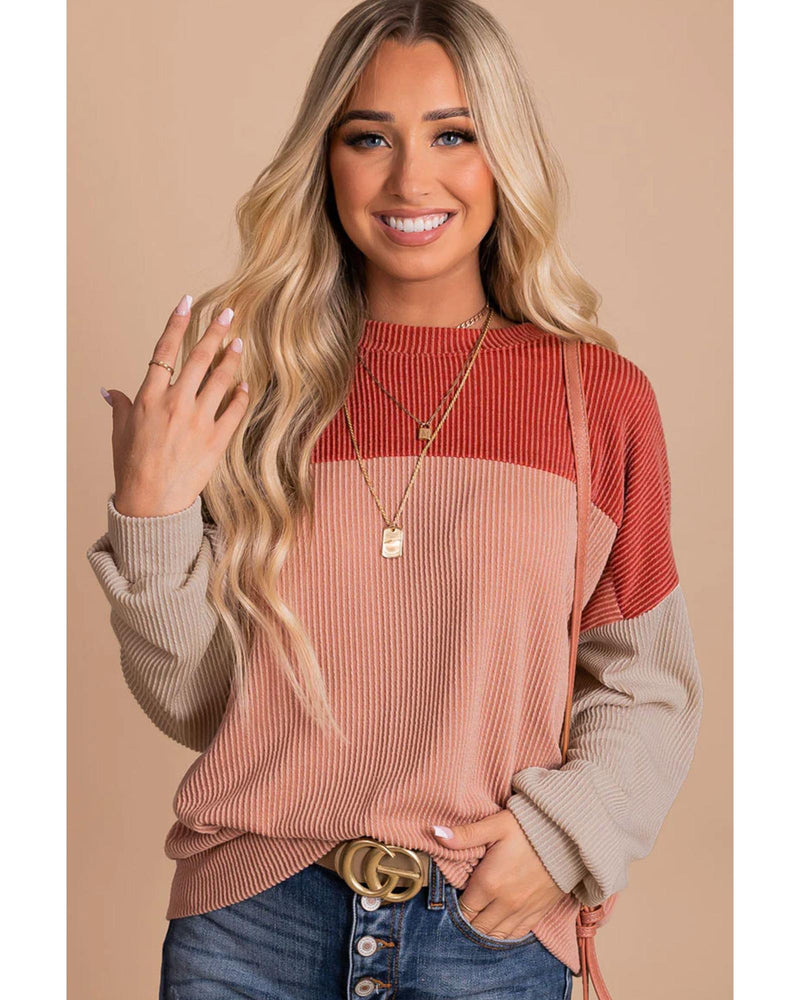 Azura Exchange Long Sleeve Ribbed Loose Top - S