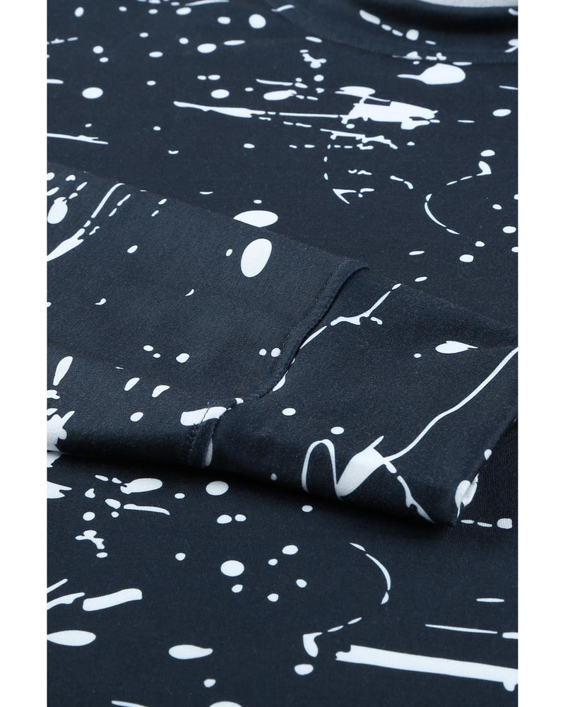 Azura Exchange Scrawl Print Long Sleeve Top with Slit - M