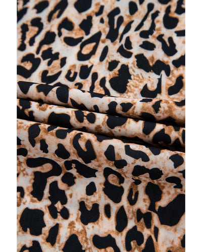 Apricot Leopard V Neck Half Sleeve Blouse - M