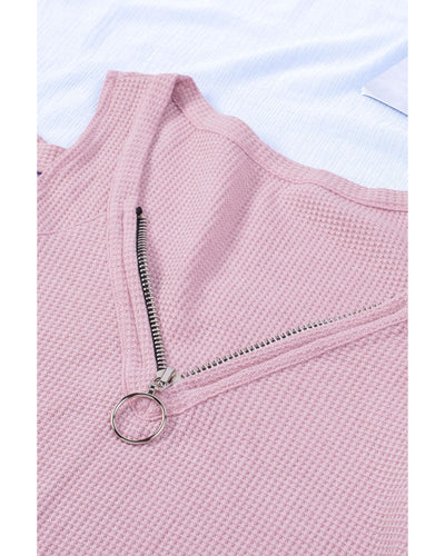 Azura Exchange Cut-out Waffle Knit Long Sleeve Top - XL