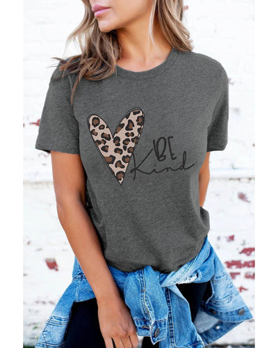 Azura Exchange Leopard Heart Shape Print Short Sleeve T-shirt - XL