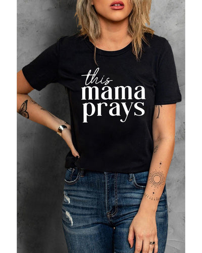 Azura Exchange Mama Prays Letters Print Plain Tee - M