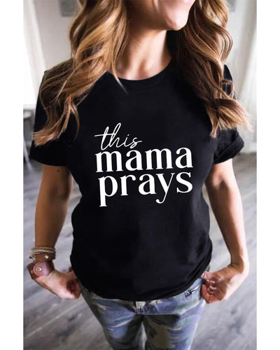 Azura Exchange Mama Prays Letters Print Plain Tee - XL