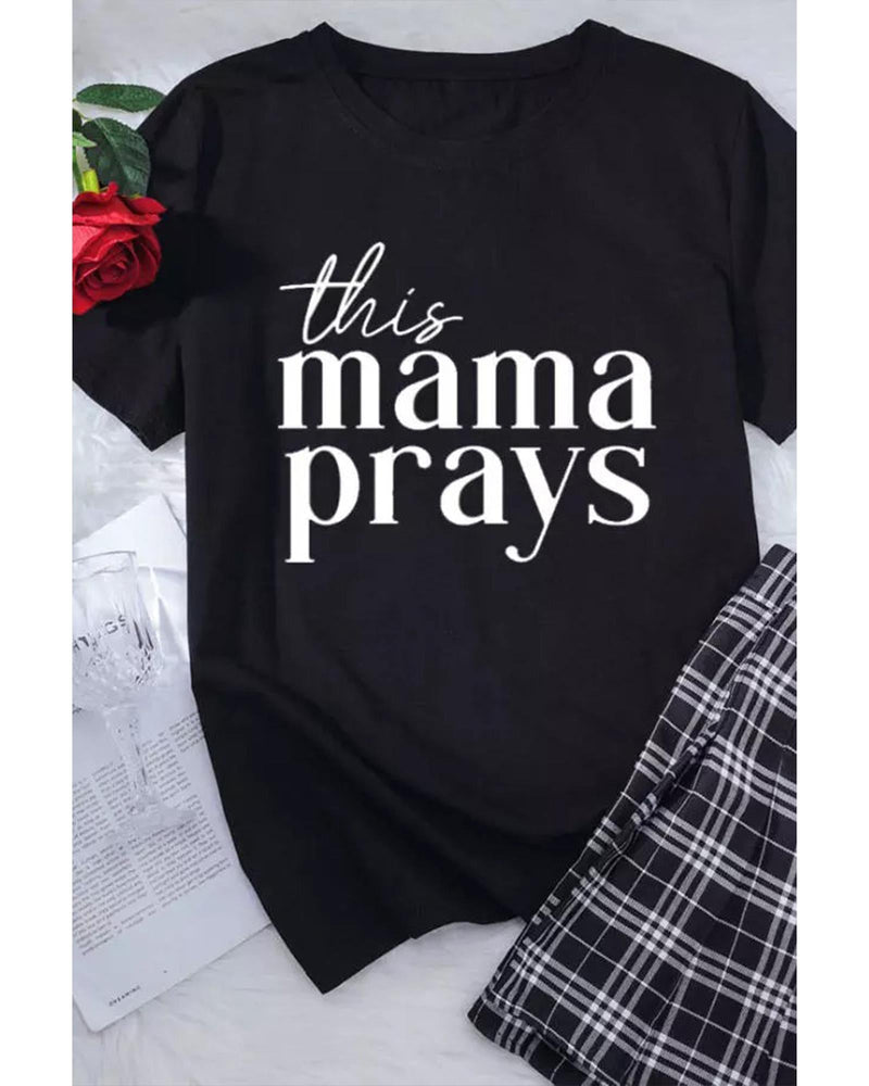 Azura Exchange Mama Prays Letters Print Plain Tee - XL