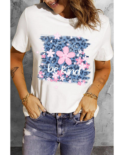 Azura Exchange Cherry Blossoms Leopard Print T-Shirt - L