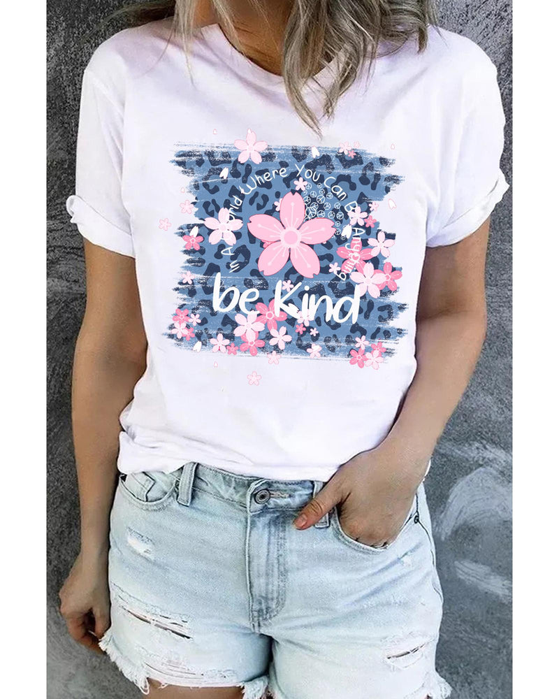 Azura Exchange Cherry Blossoms Leopard Print T-Shirt - L