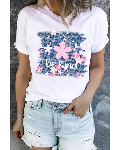 Azura Exchange Cherry Blossoms Leopard Print T-Shirt - S