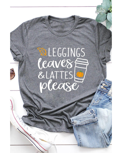 Azura Exchange Leaves and Lattes Please Graphic Tee - L