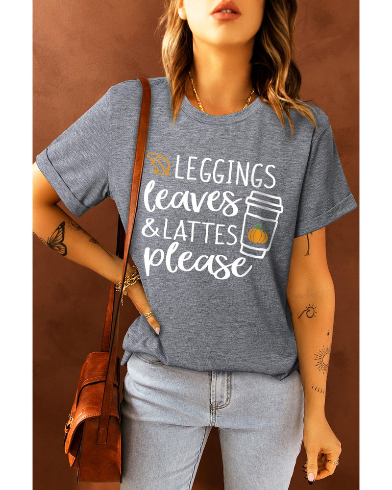 Azura Exchange Leaves and Lattes Please Graphic Tee - L