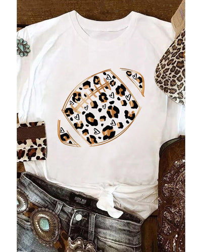 Azura Exchange Leopard Heart Shape Rugby Print T-Shirt - L
