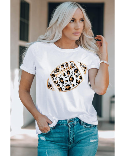 Azura Exchange Leopard Heart Shape Rugby Print T-Shirt - L