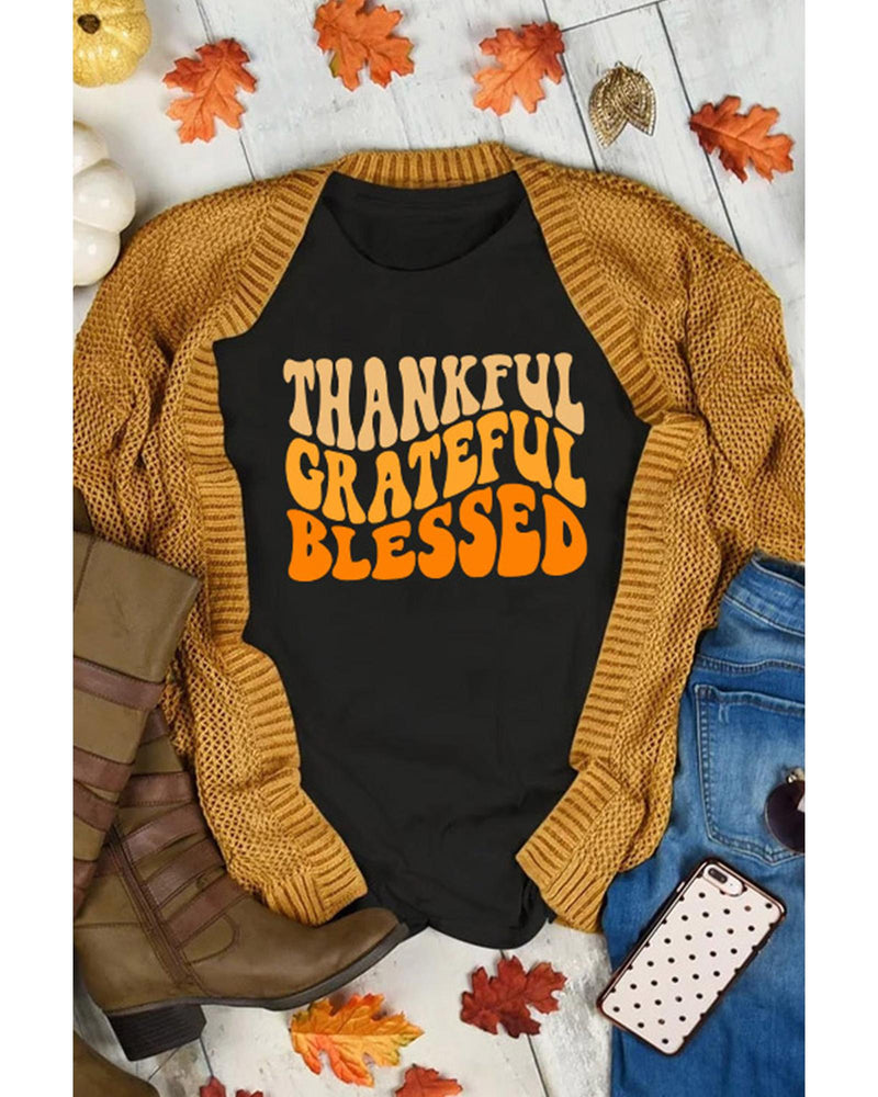 Azura Exchange Thankful Grateful Blessed Graphic Tee - 2XL