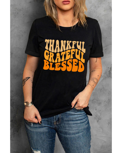 Azura Exchange Thankful Grateful Blessed Graphic Tee - M