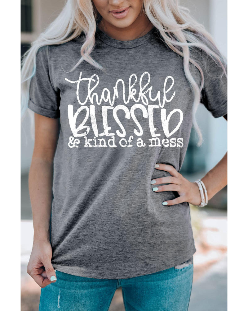 Azura Exchange BLESSED Graphic Print Crew Neck T-Shirt - S