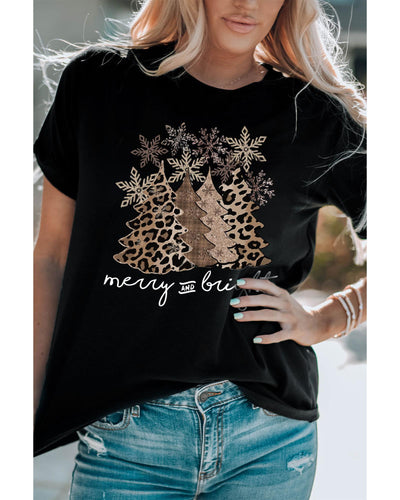 Azura Exchange Leopard Christmas Tree Graphic Print T-Shirt - M