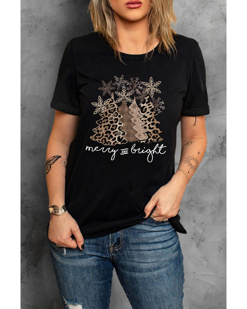 Azura Exchange Leopard Christmas Tree Graphic Print T-Shirt - XL