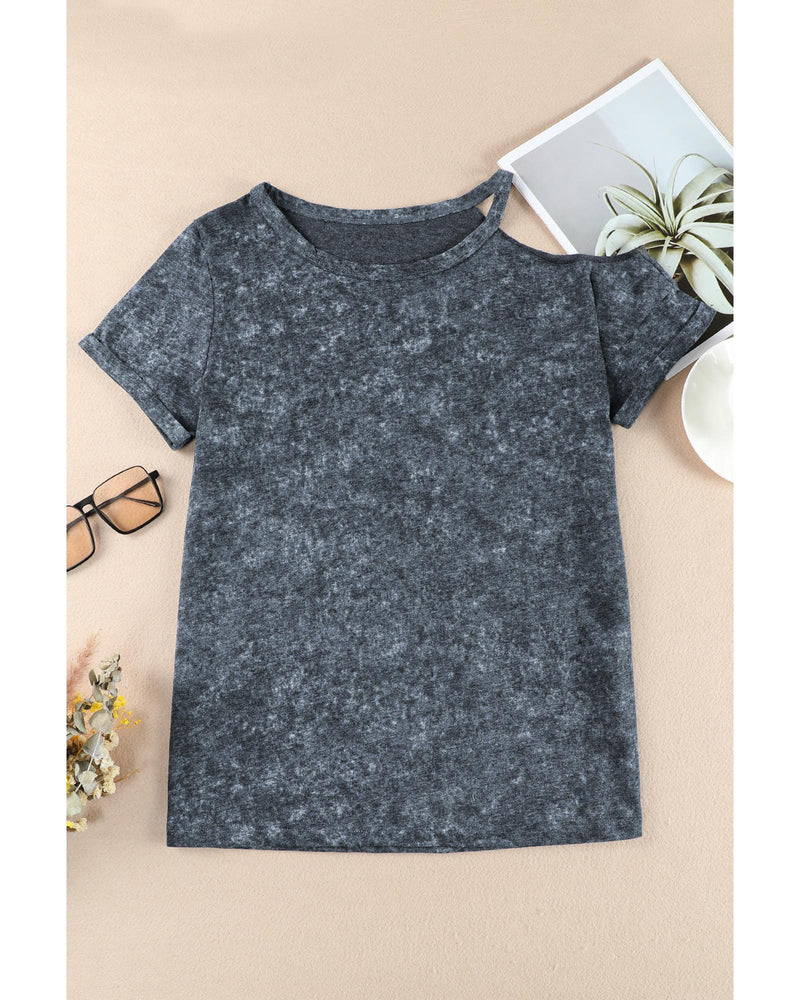 Azura Exchange Asymmetric Cold Shoulder T-shirt - XL
