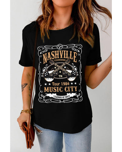 Azura Exchange NASHVILLE Letter Guitar Print Tee - 2XL