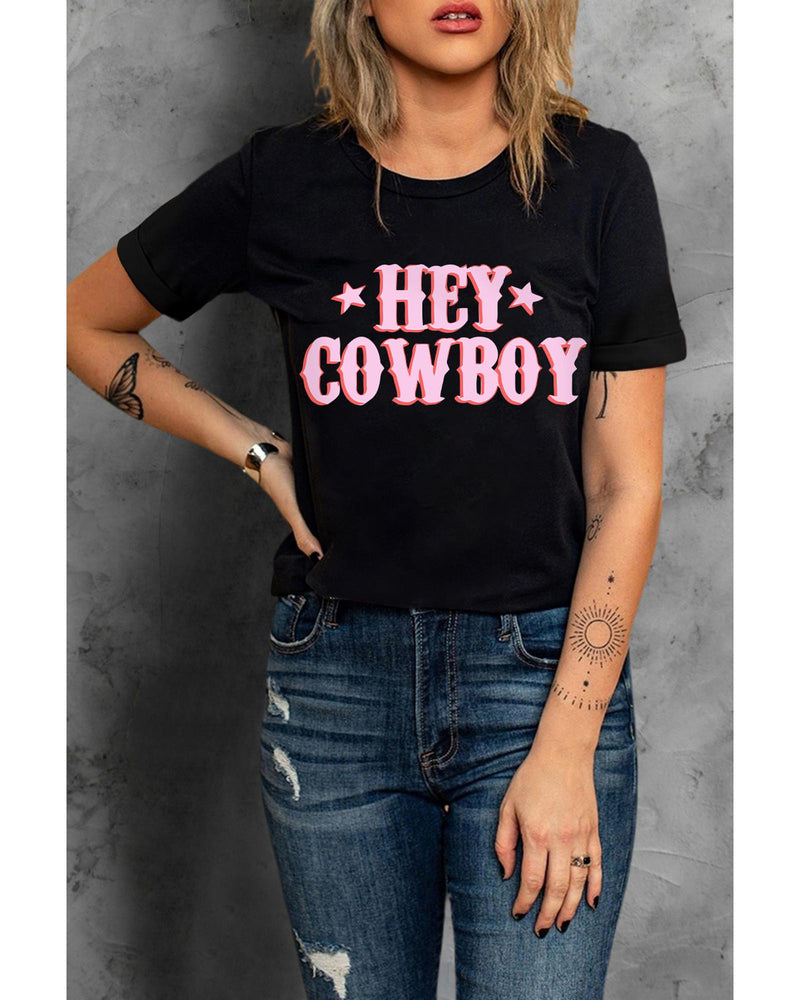 Azura Exchange Cowboy Letters Crew Neck T-shirt - XL