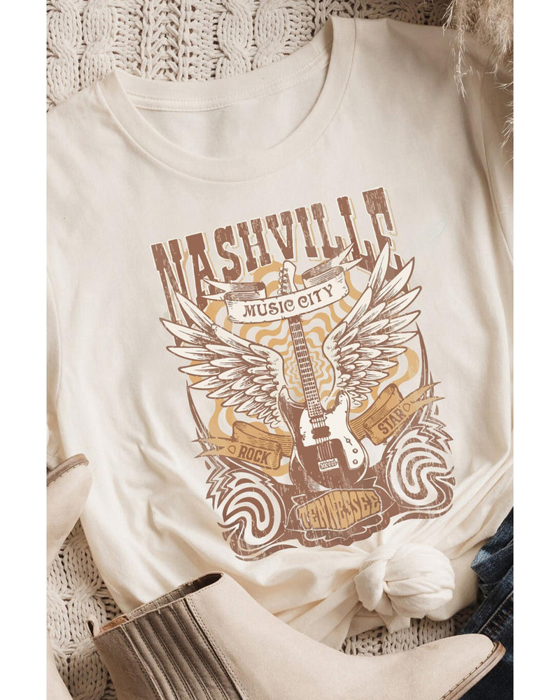 Azura Exchange Music City Guitar Graphic Print T-Shirt - L