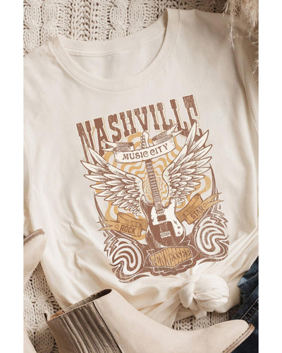 Azura Exchange Music City Guitar Graphic Print T-Shirt - M