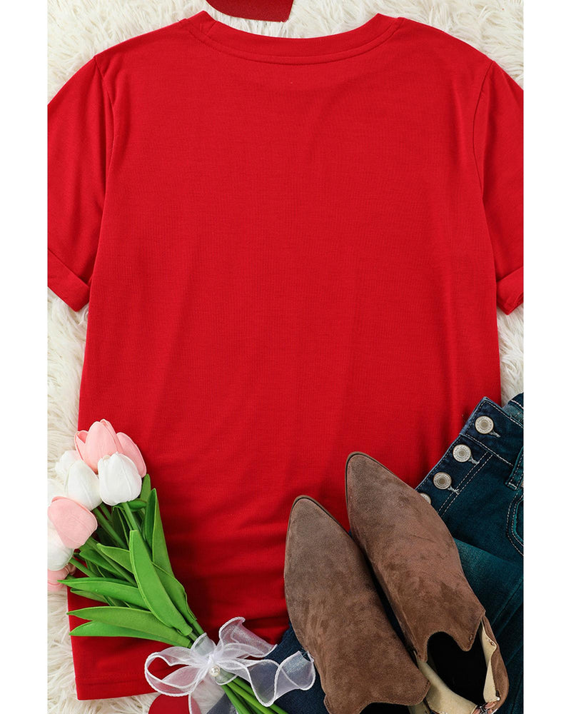 Azura Exchange Heart Print Short Sleeve T Shirt - XL