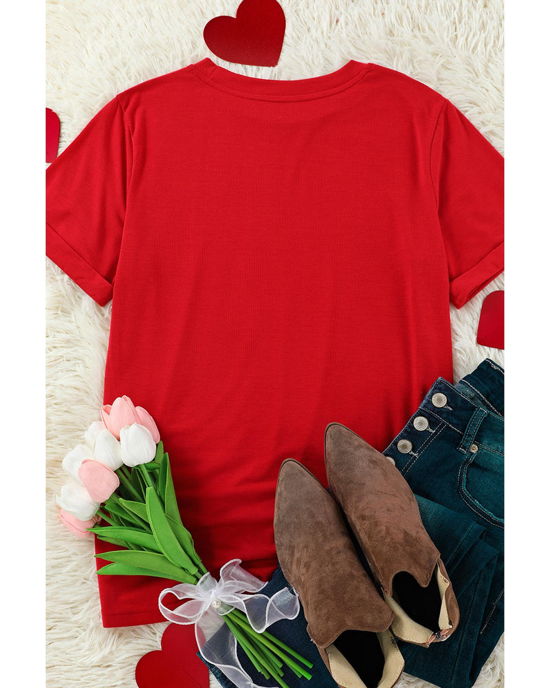 Azura Exchange Heart Print Short Sleeve T Shirt - XL