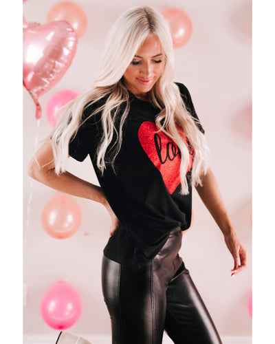 Azura Exchange Heart Shaped Glitter Print T-Shirt - 2XL