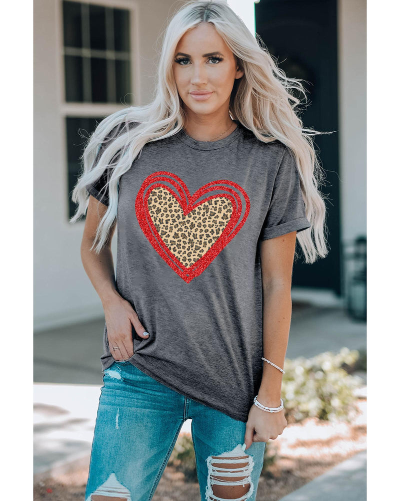 Azura Exchange Leopard Heart Graphic T-shirt - M