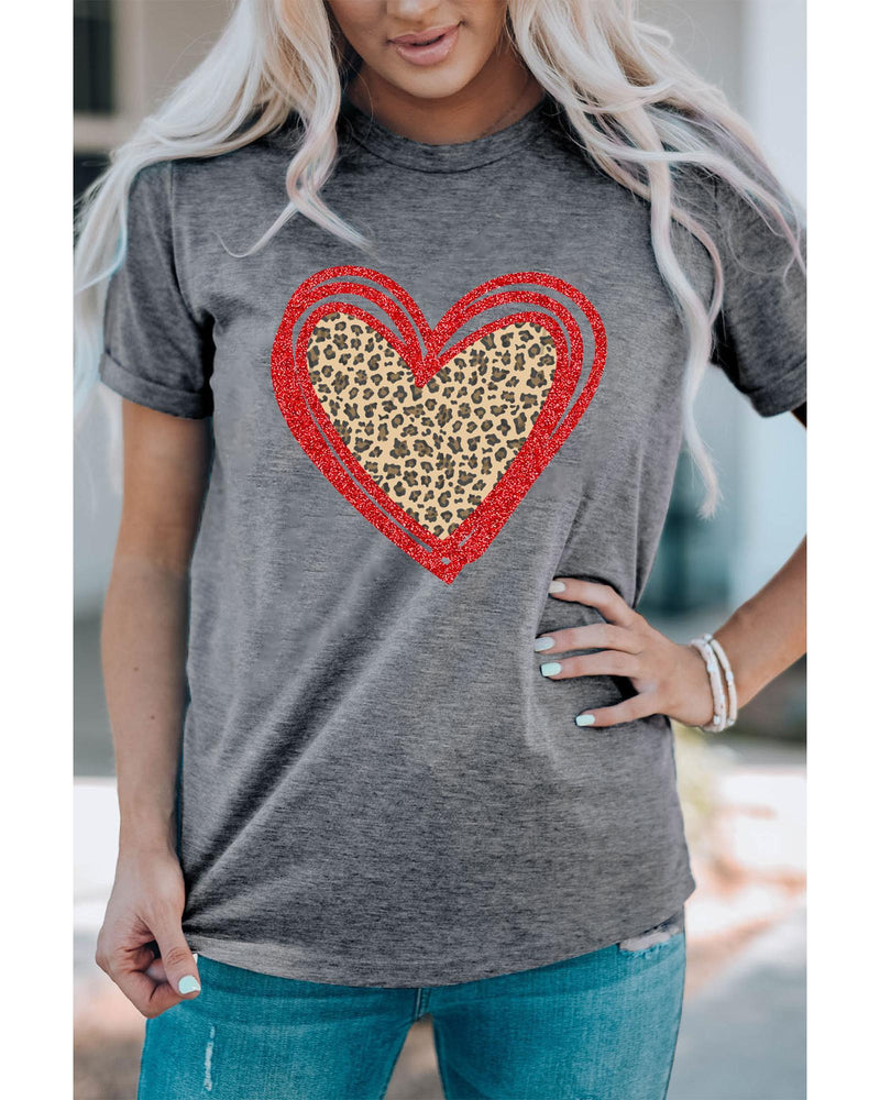 Azura Exchange Leopard Heart Graphic T-shirt - S