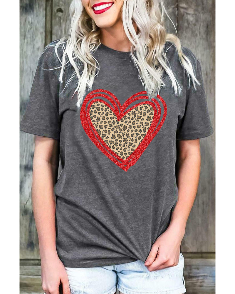 Azura Exchange Leopard Heart Graphic T-shirt - XL