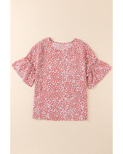 Azura Exchange Leopard Ruffle Sleeve T-Shirt - XL