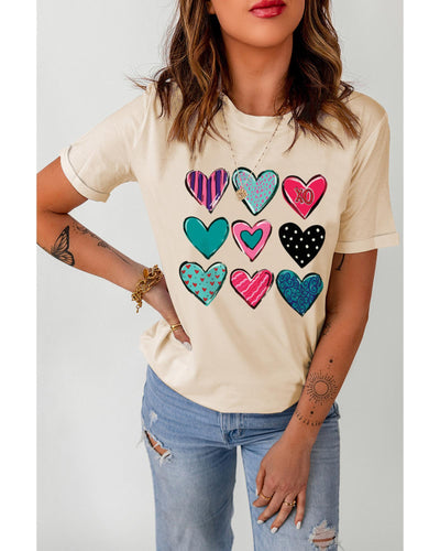 Azura Exchange Valentines Multi Pattern Heart Print T-Shirt - XL