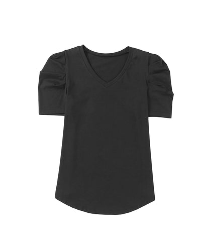 Azura Exchange V-Neck Puff Sleeve T-Shirt - M