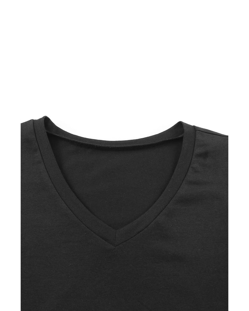 Azura Exchange V-Neck Puff Sleeve T-Shirt - M