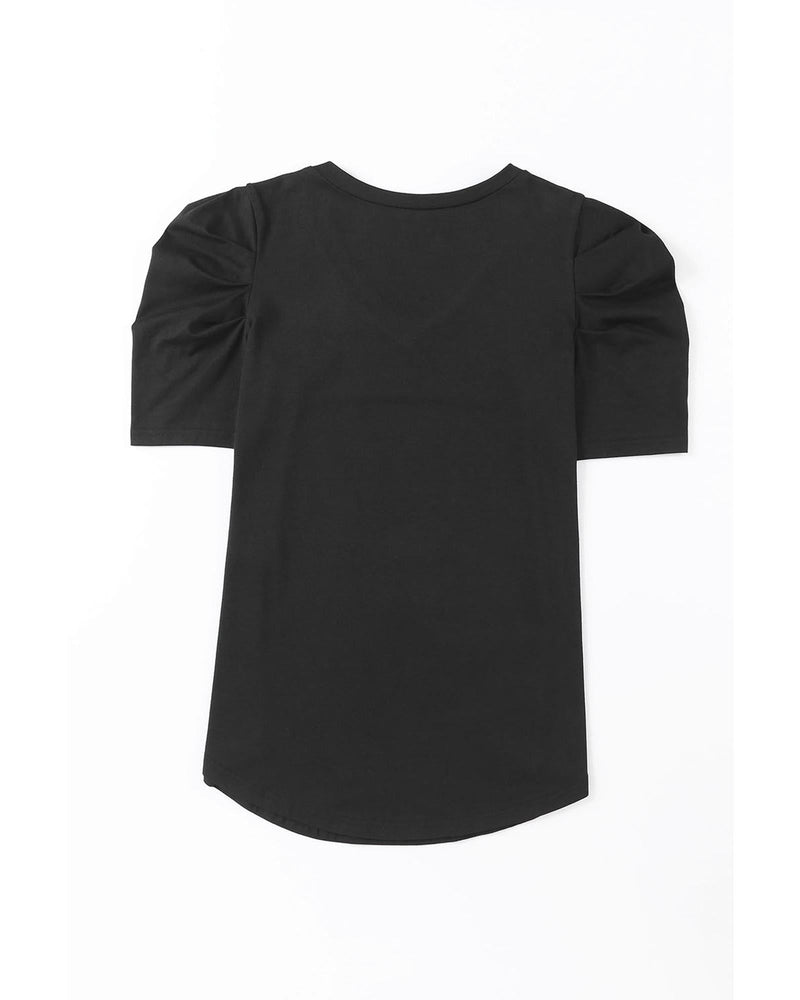 Azura Exchange V-Neck Puff Sleeve T-Shirt - M