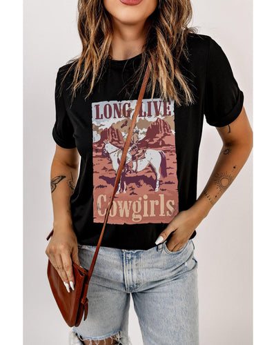 Azura Exchange LONG LIVE Cowgirls Graphic Print T-Shirt - M