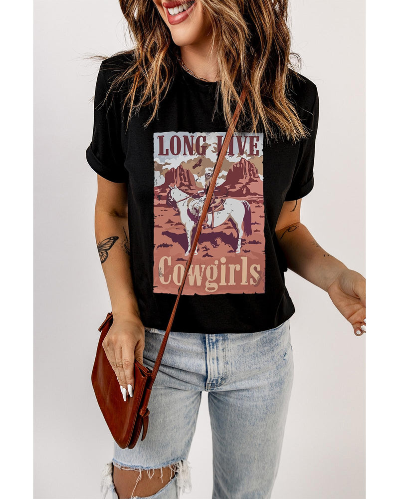 Azura Exchange LONG LIVE Cowgirls Graphic Print T-Shirt - M