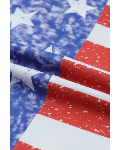 Azura Exchange American Flag Print Distressed Crew Neck T-Shirt - L