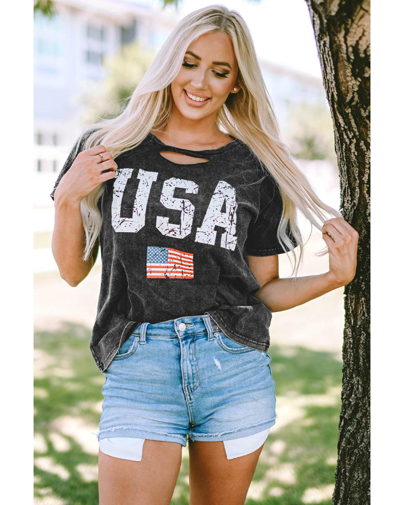 Azura Exchange Tie-dye USA Flag Print T-shirt - S